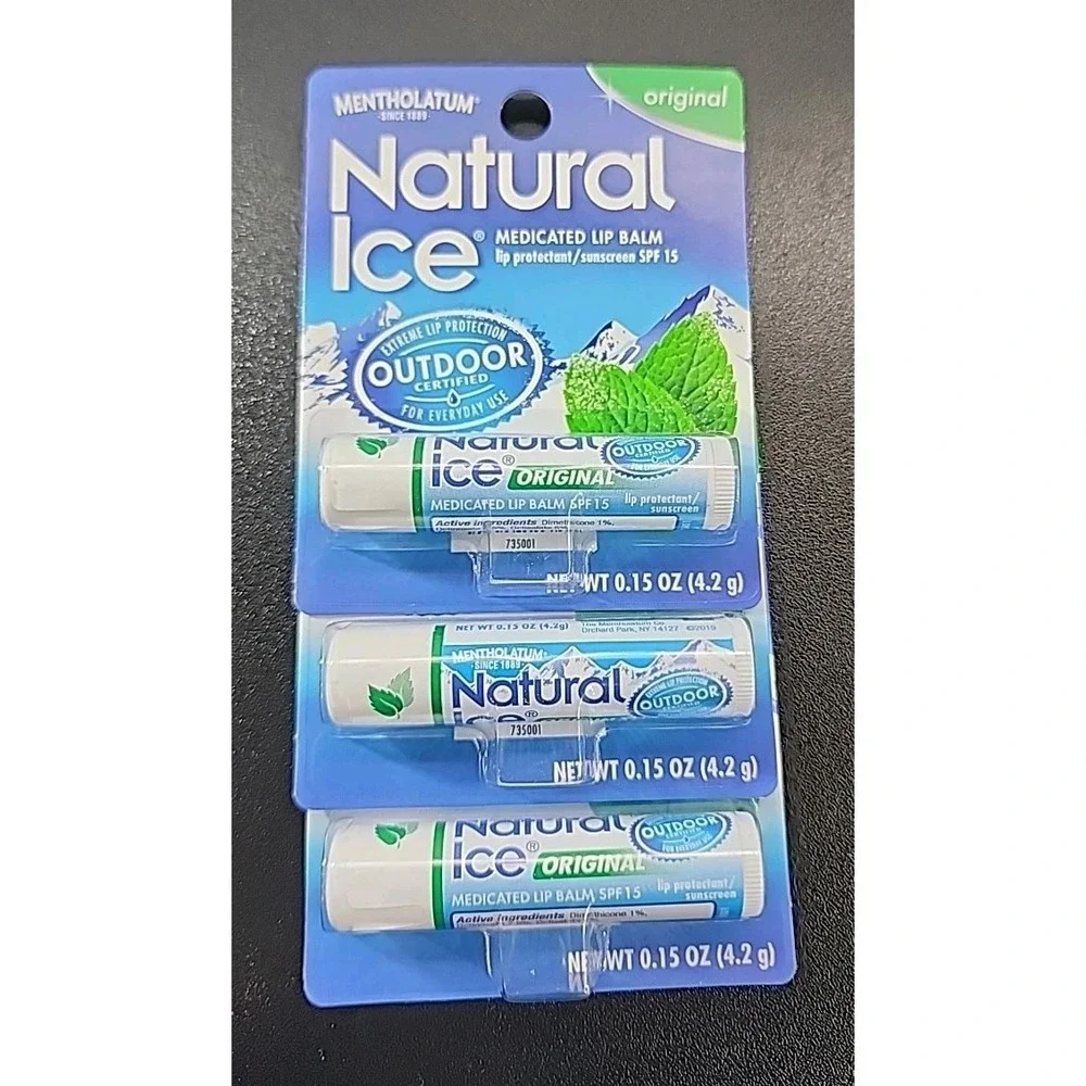 Mentholatum Natural Ice® Medicated Lip Balm - Original (Qty‎ of 3)